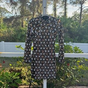 Geometric Patterned Long Sleeve Dress